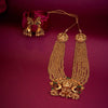 Matt gold guttapusalu ruby green haram with earrings