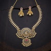 Gold-Plated Addigai Necklace With Traditional Motifs & Stonework